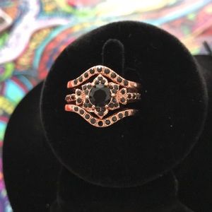 Faux rose gold black diamonds stackable set